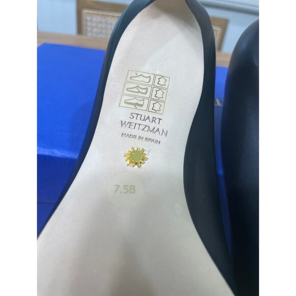 Stuart Weitzman Power 75 Pumps Black Leather Upper Size 7.5 NIB Dressy Elegant - Picture 10 of 12